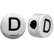 Metal-look beads letter D Antique Silver