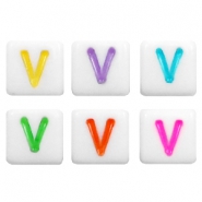 Acrylic letter beads letter V Multicolour-White