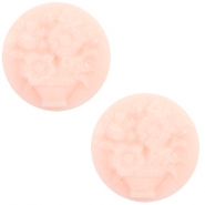 Basic cabochon cameo 20mm bouquet Light Pink-Off White