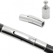 Stainless Steel findings click clasp &Oslash;4mm Antique Silver