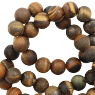 Natural stone beads Quartz, Agate and Tigereye 8mm matt Dark Brown