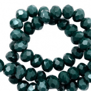 Top faceted beads 3x2mm disc Deep Green-Pearl Shine Coating