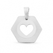 Stainless steel charms Hexagon heart Mix&Match Silver
