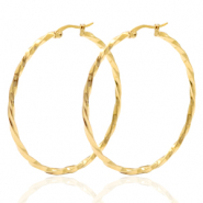 Stainless steel earrings creole 50mm twist Gold