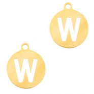 Stainless steel charms 10mm initial coin W Gold