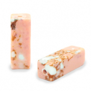 Natural stone beads tubes Peach Marble