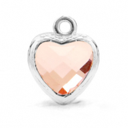 Crystal glass charms heart Vintage Pink-Silver