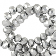 Top faceted beads 6x4mm disc Silver Metallic-Pearl Shine Coating