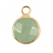 Natural stone charms 16mm Light Green-Gold