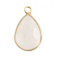 Natural stone charms Milky Quartz drop White Crystal-Gold