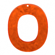 Resin pendants oval 48x40mm Tangerine Tango Orange