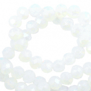 Top faceted beads 3x2mm disc Brilliant White Crystal-Pearl Shine Coating