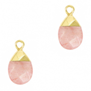 Natural stone charms Blossom Pink-Gold