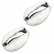 Shell beads specials Cowrie Half White-Silver