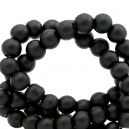 6 mm glass beads matt Black
