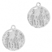 Brass TQ metal charms zodiac sign gemini Silver