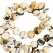 6 mm natural stone beads round Beige-Black