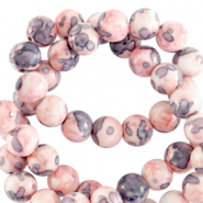 6 mm natural stone beads round  Light Pink-Blue