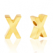 Stainless steel beads letter X Gold