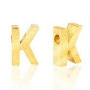 Stainless steel beads letter K Gold
