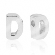 Stainless steel beads letter D Silver