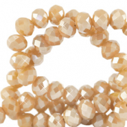 Top faceted beads 3x2mm disc Golden Shadow Opal-Amber Pearl Shine Coating