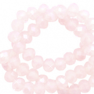 Top faceted beads 4x3mm disc Soft Pink Opal-Pearl Shine Coating