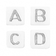 Acrylic letter beads mix White-Silver