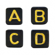 Acrylic letter beads mix Black-Gold