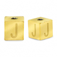 Stainless steel beads letter J Gold