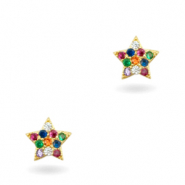 Zirconia brass elements rainbow little star Gold