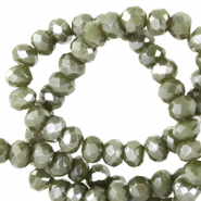 Top faceted beads 6x4mm disc Greenish Grey-Pearl Shine Coating