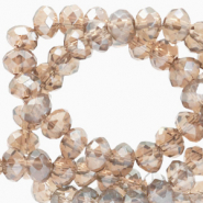 Top faceted beads 6x4mm disc Champagne Beige-Pearl Shine Coating