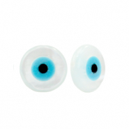 Shell beads disc Evil Eye White