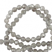 3 mm natural stone Cat's eye faceted beads Warm Grey