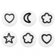 Acrylic letter beads icon mix White-Black