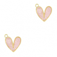 Resin pendants heart Gold-Light Pink