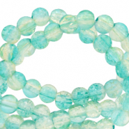 4 mm crackled glass beads Bleached Aqua Blue