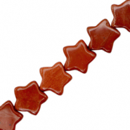 Natural stone beads star Earth Red