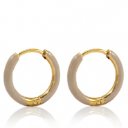 Stainless steel earrings creole enamel 17mm Country Beige-Gold