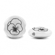 DQ European metal beads Birth flower February-Violet Antique Silver (nickel free)