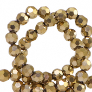 Round top faceted beads 4mm Antique Gold Metallic-Pearl Shine Coating