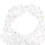 Round top faceted beads 4mm Crystal-AB Coating
