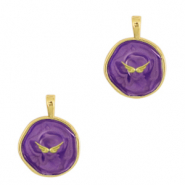 Brass TQ metal charm wings Gold-Dark Purple