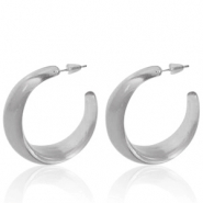 Trendy earrings Creole Grey