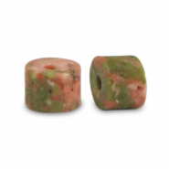 Natural stone beads Granite disc 3x2mm Red-Olive Green