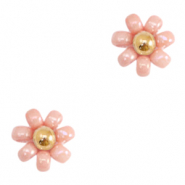 Miyuki flower beads 8mm Salmon Pink-Gold