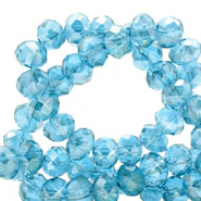Top faceted beads 6x4mm disc Lagoon Blue-Pearl Shine Coating