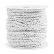 Macram&eacute; bead cord twisted 1.5mm Silver-White