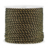 Macram&eacute; bead cord twisted 2mm Gold-Black